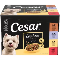  Cesar Hrană umedă pentru câini adulți, mix carne în sos 24 x 100 g