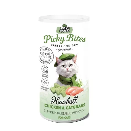 Pet's Dessert Picky Bites Hairball Recompense liofilizate pentru pisici cu pui 27 g