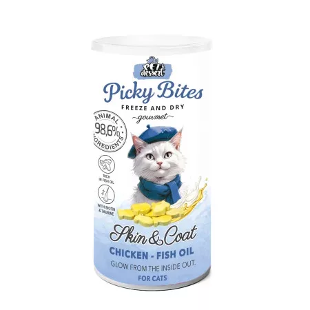 Pet's Dessert Picky Bites Skin&Coat Recompense liofilizate pentru pisici cu pui 30 g