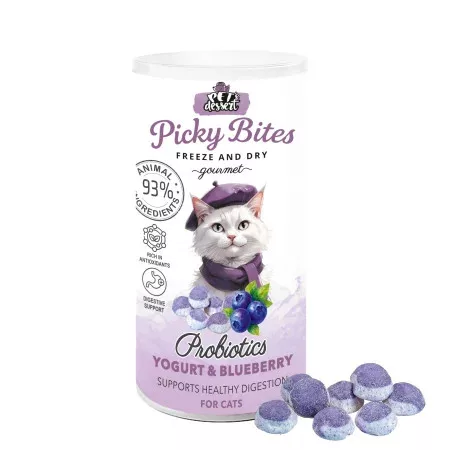 Pet's Dessert Picky Bites Probiotics Recompense liofilizate pentru pisici cu iaurt și afine 30 g