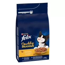   Felix Doubly Delicious Hrană uscată pentru pisici adulte, cu pui şi curcan 1,4 kg