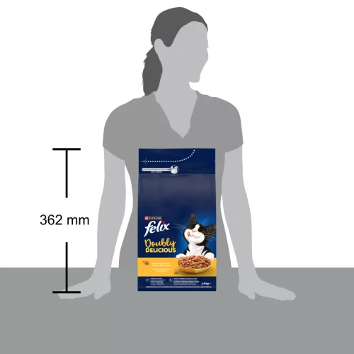 Felix Doubly Delicious Hrană uscată pentru pisici adulte, cu pui şi curcan 1,4 kg